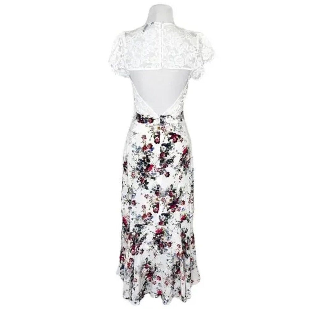 Marissa Webb Imani Dress Gorgeous Back cutout floral silk lace Summer Party midi - Picture 11 of 14